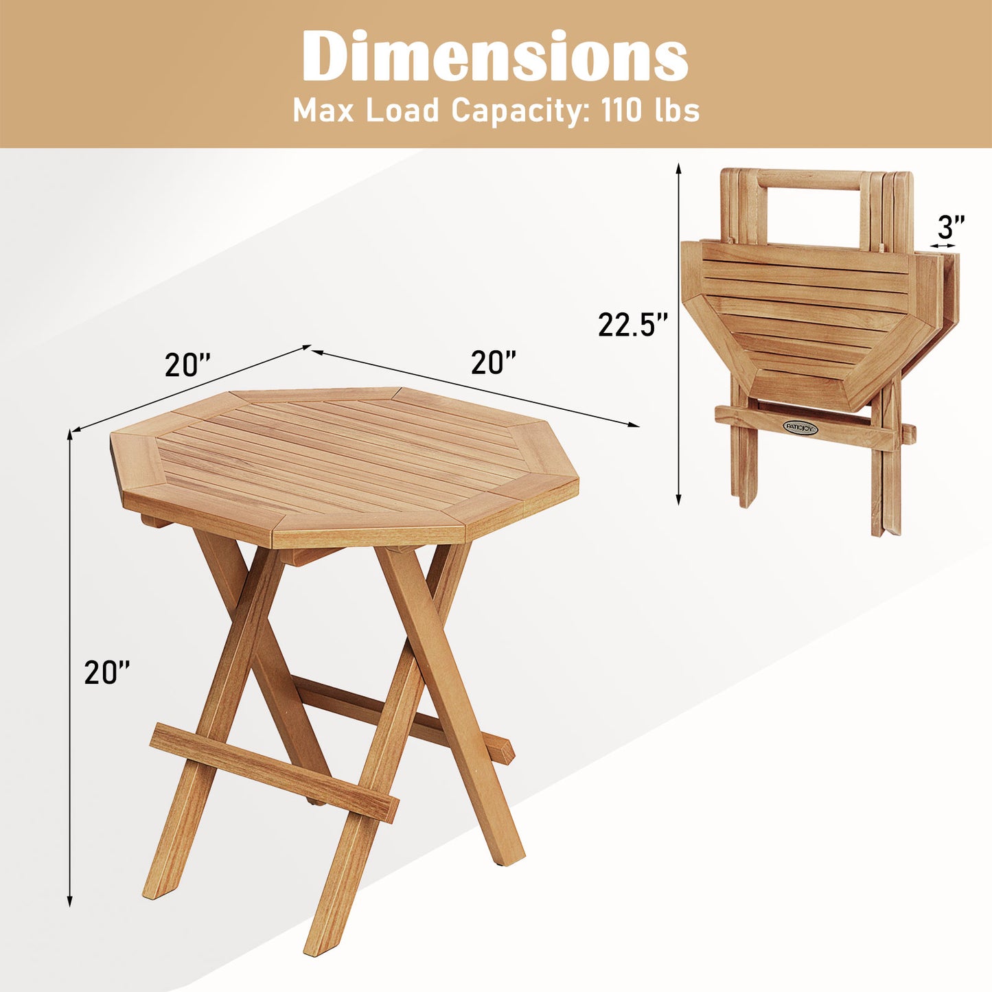 Teak Wood Octagon Coffee Table, X-Shaped Legs, Slatted Tabletop, Natural Patio Coffee Tables at Gallery Canada