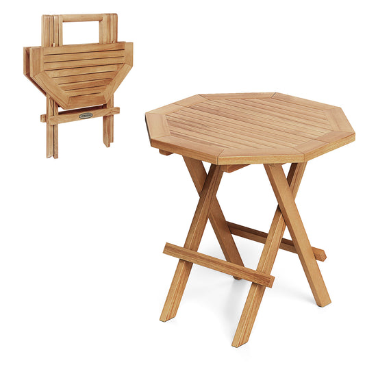 Teak Wood Octagon Coffee Table, X-Shaped Legs, Slatted Tabletop, Natural Patio Coffee Tables Natural at Gallery Canada