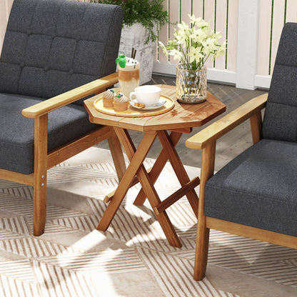 Teak Wood Octagon Coffee Table, X-Shaped Legs, Slatted Tabletop, Natural Patio Coffee Tables at Gallery Canada