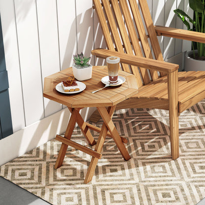 Teak Wood Octagon Coffee Table, X-Shaped Legs, Slatted Tabletop, Natural Patio Coffee Tables at Gallery Canada