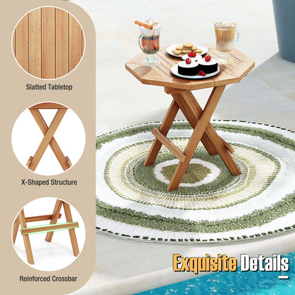 Teak Wood Octagon Coffee Table, X-Shaped Legs, Slatted Tabletop, Natural Patio Coffee Tables at Gallery Canada