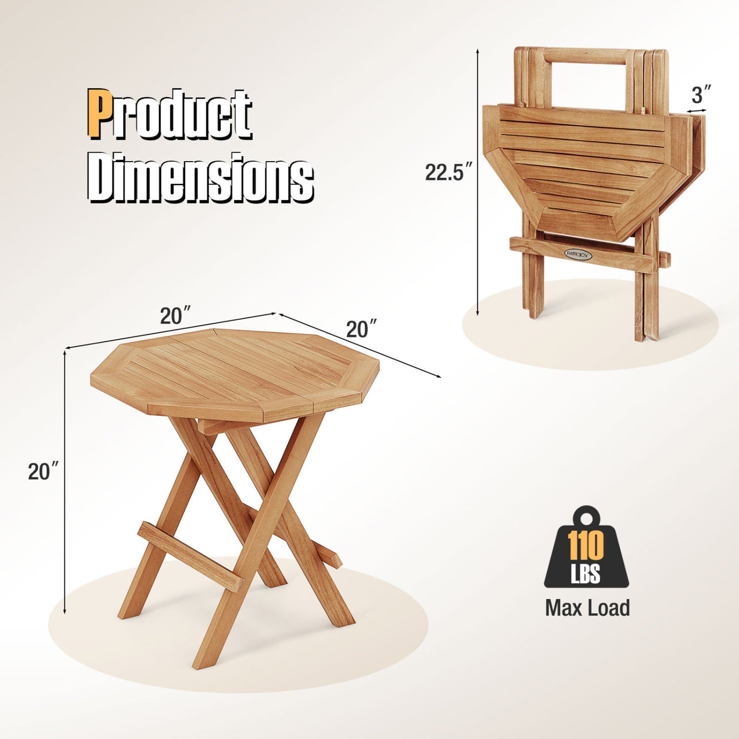 Teak Wood Octagon Coffee Table, X-Shaped Legs, Slatted Tabletop, Natural Patio Coffee Tables at Gallery Canada