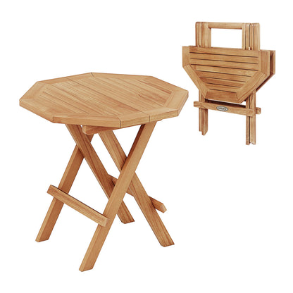Teak Wood Octagon Coffee Table, X-Shaped Legs, Slatted Tabletop, Natural Patio Coffee Tables at Gallery Canada