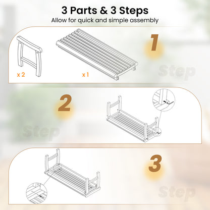 Teak Wood Outdoor Backless Bench with Contoured Slatted Seat Outdoor Benches at Gallery Canada