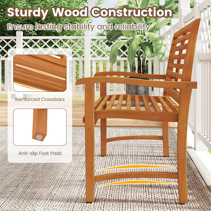 Teak Wood Outdoor Garden Bench with Slatted Backrest and Seat