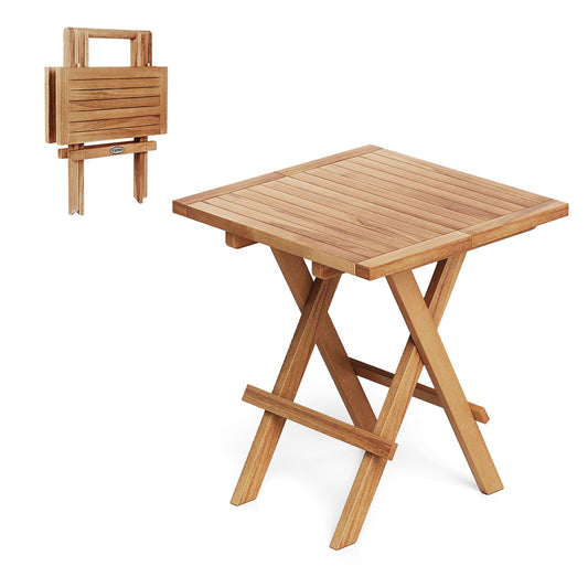 Teak Wood Square Coffee Table, X-Shaped Legs, Slatted Tabletop, Natural Patio Coffee Tables Natural at Gallery Canada