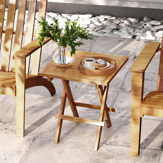 Teak Wood Square Coffee Table, X-Shaped Legs, Slatted Tabletop, Natural Patio Coffee Tables Natural at Gallery Canada