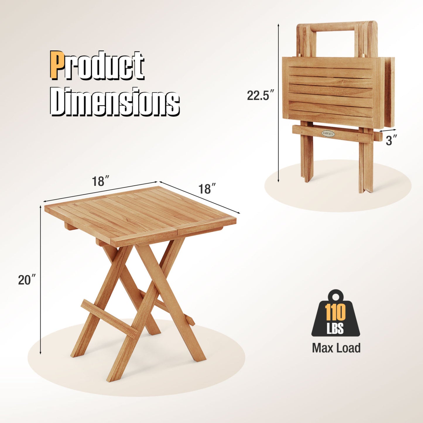 Teak Wood Square Coffee Table, X-Shaped Legs, Slatted Tabletop, Natural Patio Coffee Tables at Gallery Canada