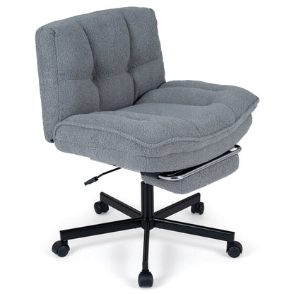 Teddy Plush Office Chair, Footrest, Adjustable Height, Gray