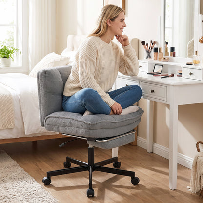 Teddy Plush Office Chair, Footrest, Adjustable Height, Gray
