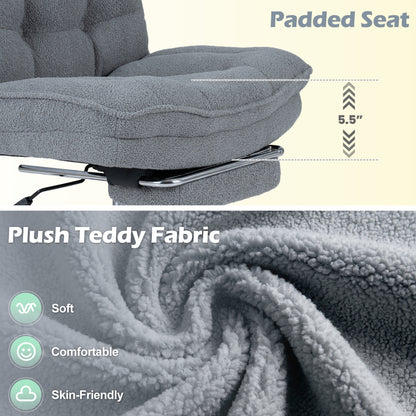 Teddy Plush Office Chair, Footrest, Adjustable Height, Gray