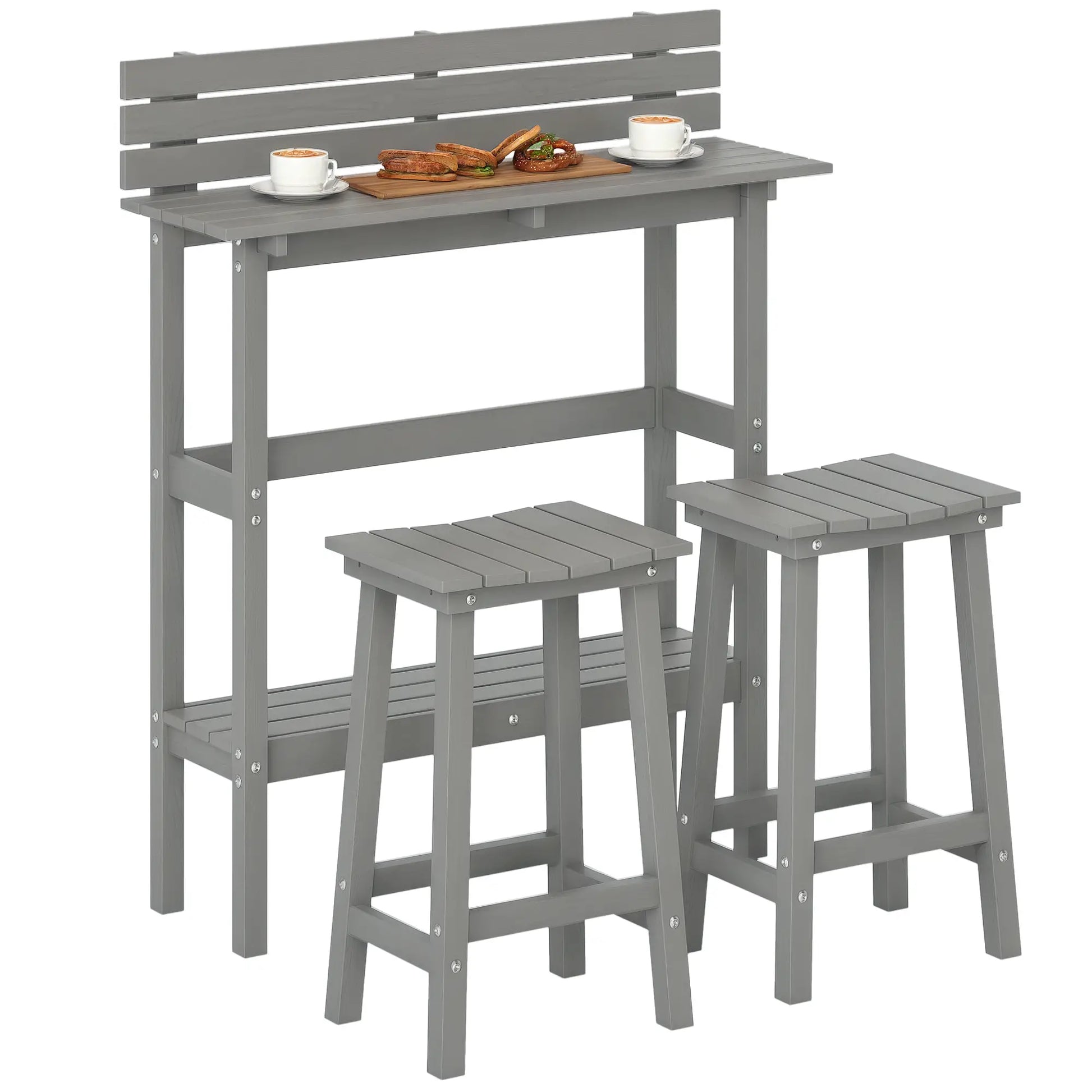 3 Piece Patio Bar Set, 43"H Table, 2 Stools, Balcony, Backyard, Porch Bistro Sets at Gallery Canada