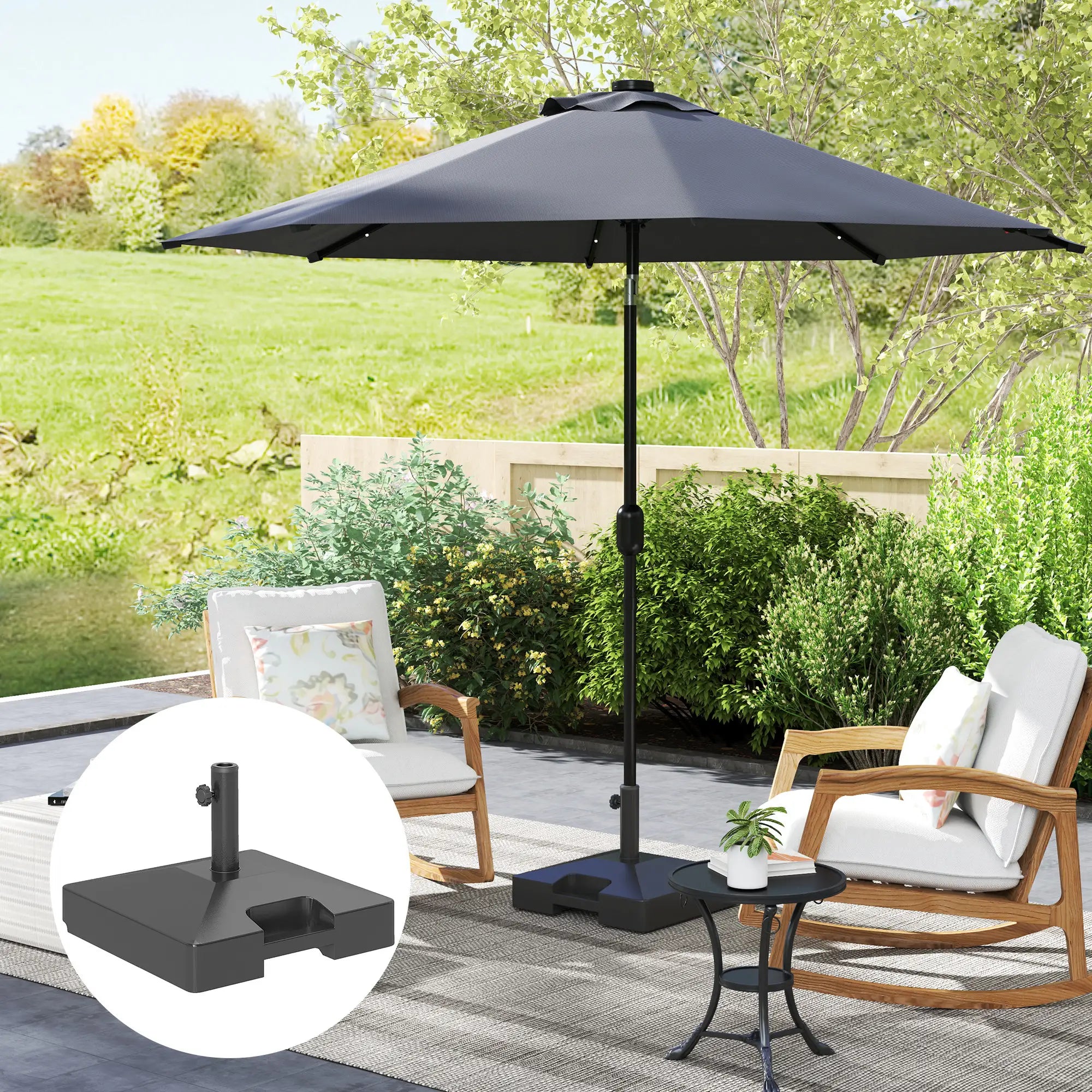 Heavy Duty Outdoor Umbrella Base with Wheels, Holds 73lbs, Black Umbrella Bases at Gallery Canada