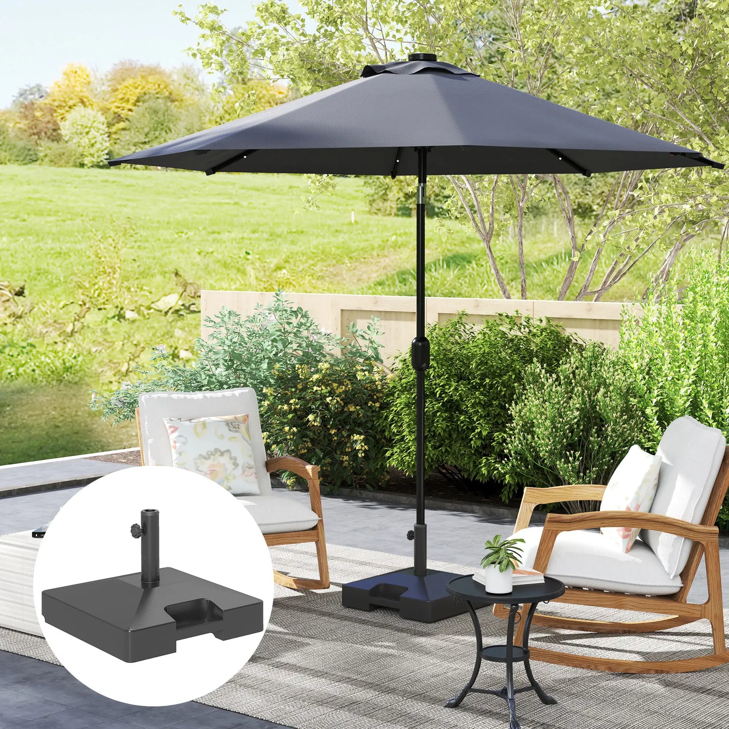 Heavy Duty Outdoor Umbrella Base with Wheels, Holds 73lbs, Black Umbrella Bases at Gallery Canada