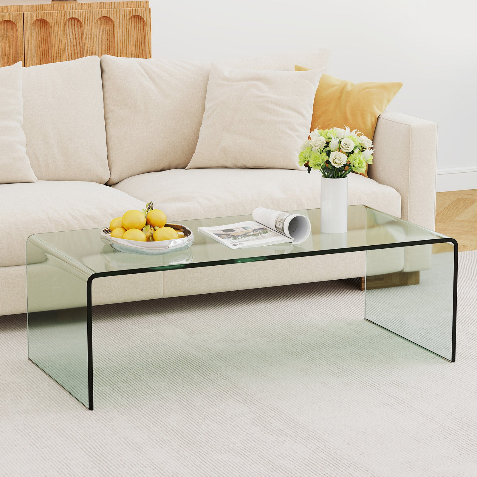 Tempered Glass Coffee Table Set, 3 Piece, Transparent, Clear Coffee Tables at Gallery Canada