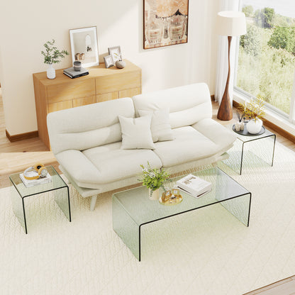 Ensemble de table basse en verre trempé de 3 pièces, transparent