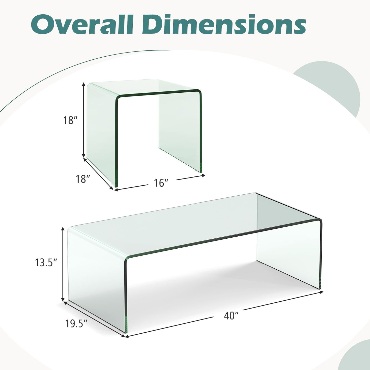 Tempered Glass Coffee Table Set, 3 Piece, Transparent, Clear Coffee Tables at Gallery Canada
