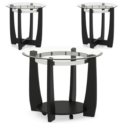 Tempered Glass Coffee Table Set, 3-Piece, Black Coffee Tables at Gallery Canada