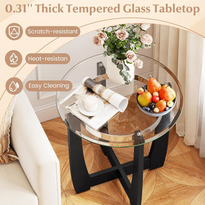 Tempered Glass Coffee Table Set, 3-Piece, Black Coffee Tables at Gallery Canada