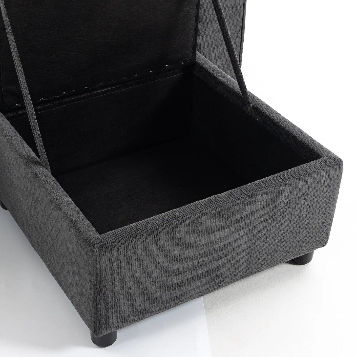 Modular Sectional Sofa Bed With Reversible Ottoman, Dark Grey