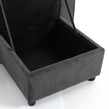 Modular Sectional Sofa Bed With Reversible Ottoman, Dark Grey