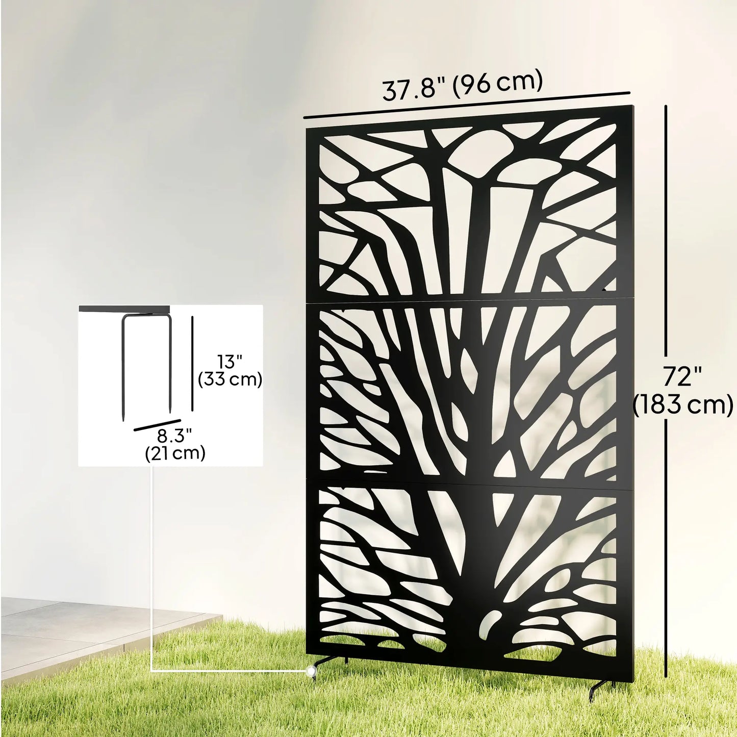 Metal Outdoor Privacy Screen, 72"x38", Black Side Awnings at Gallery Canada