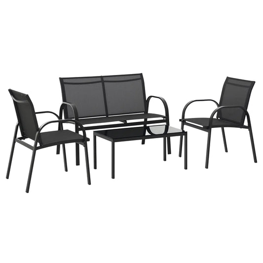 4-Piece Patio Furniture Set, Loveseat, Chairs, Coffee Table, Garden Patio Furniture Sets Dark Grey at Gallery Canada