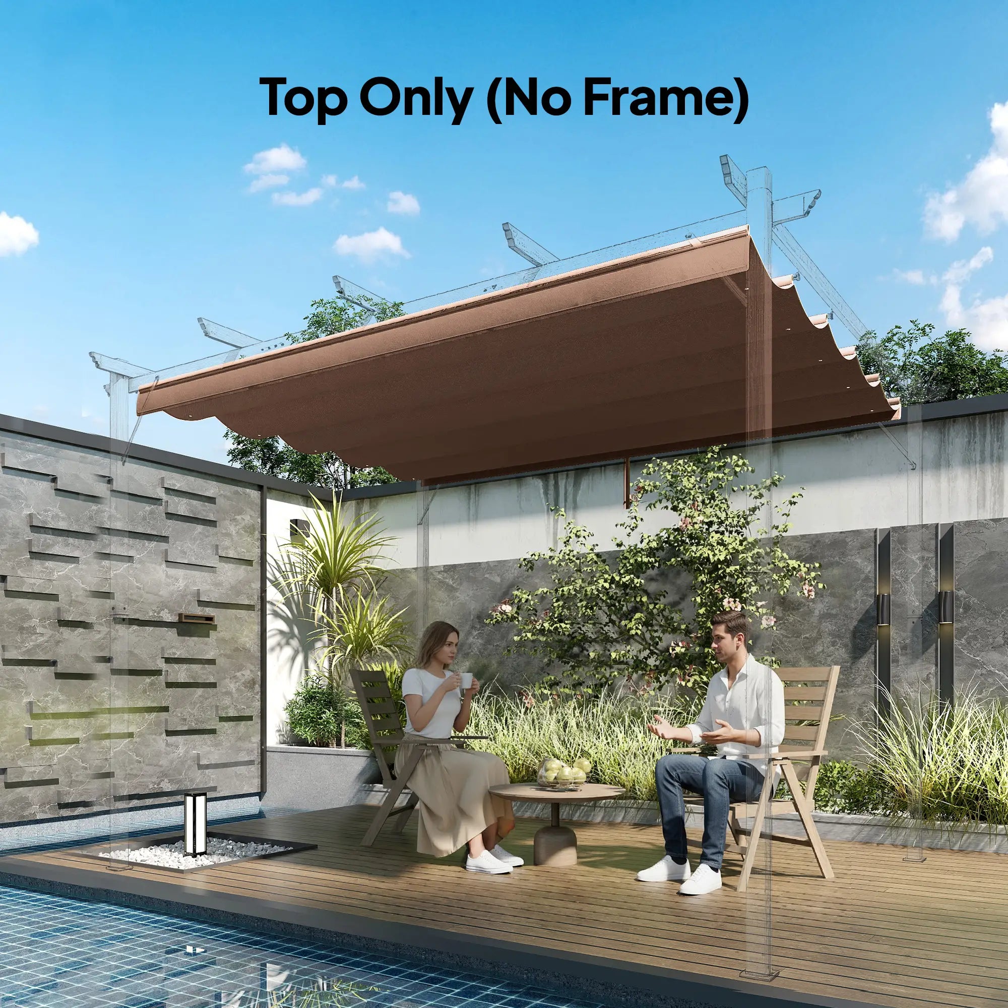 Retractable Pergola Canopy, 10' x 10', Coffee Gazebo Canopy Replacement at Gallery Canada