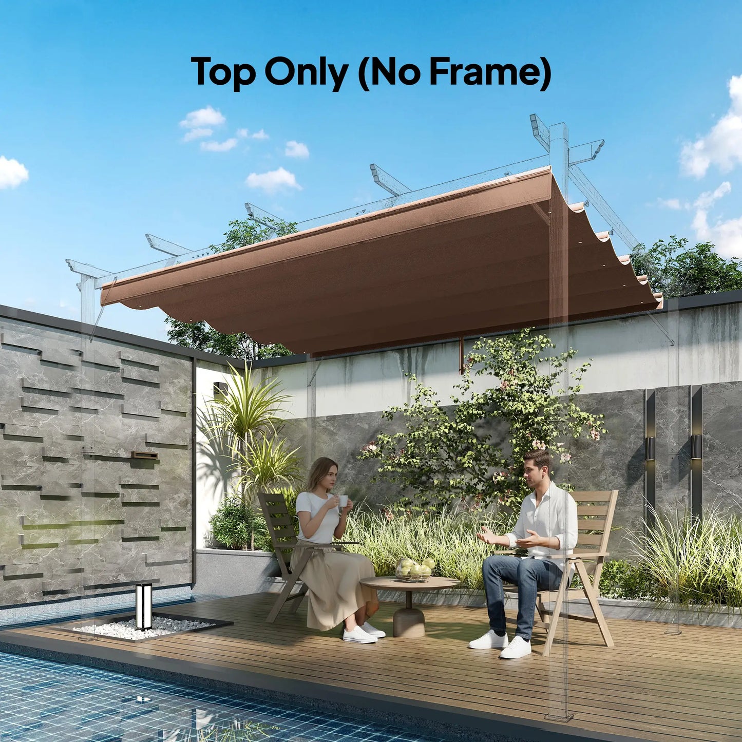 Retractable Pergola Canopy, 10' x 10', Coffee Gazebo Canopy Replacement at Gallery Canada