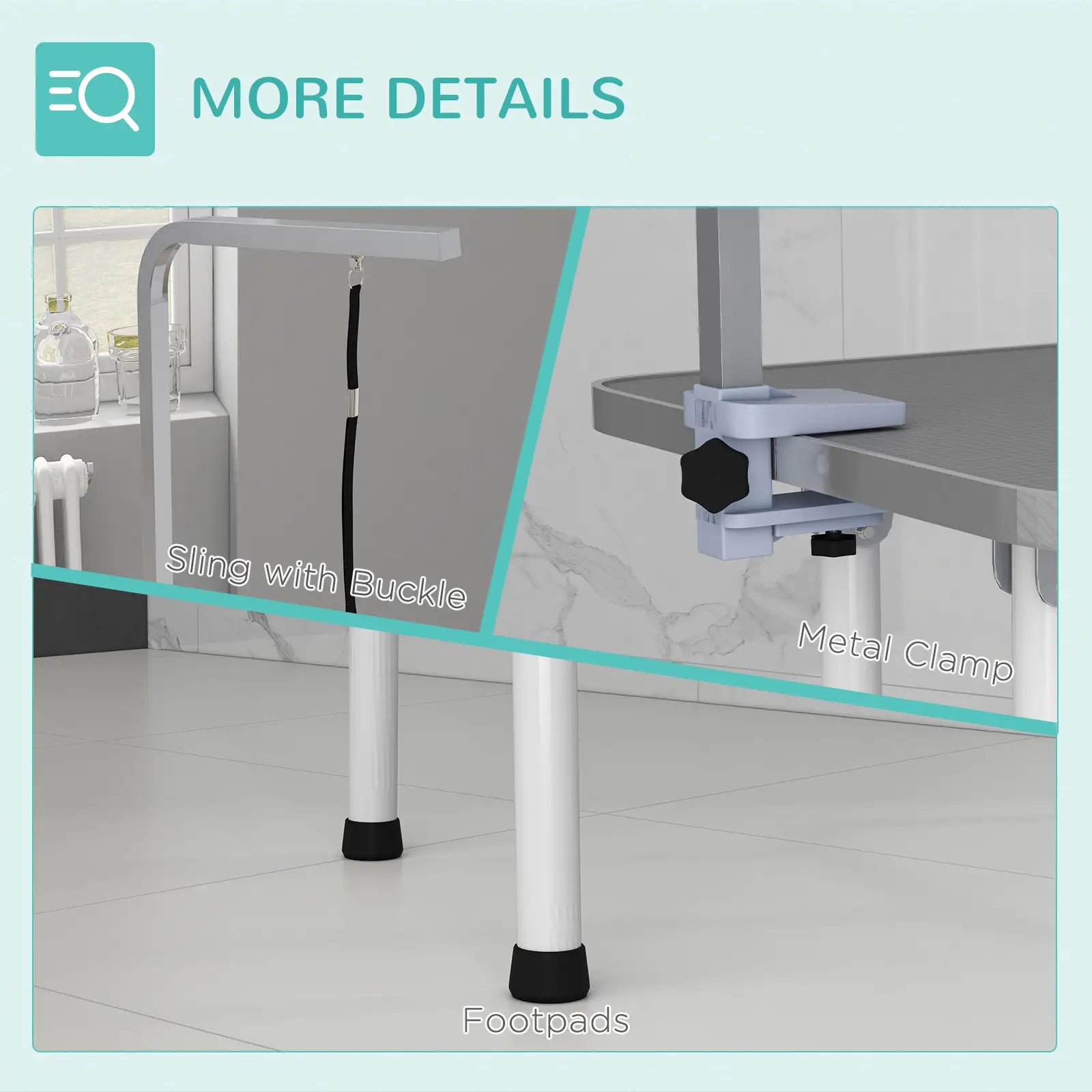 Foldable Pet Grooming Table, Adjustable Arm, Non-Slip, Grey Dog Grooming Tables at Gallery Canada