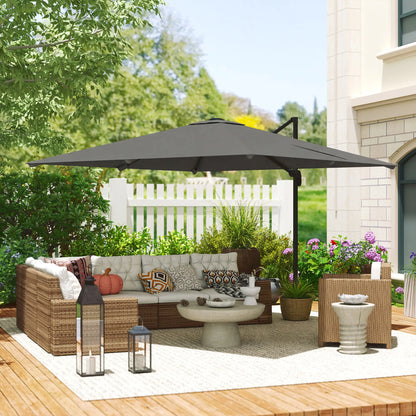 10 FT Square Patio Umbrella, Crank Handle, Cross Base, Tilt, 360° Rotation Offset Cantilever Umbrellas at Gallery Canada