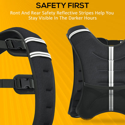 22 lbs Weighted Vest, Adjustable Straps, Pocket, Reflective Strips, Men Women