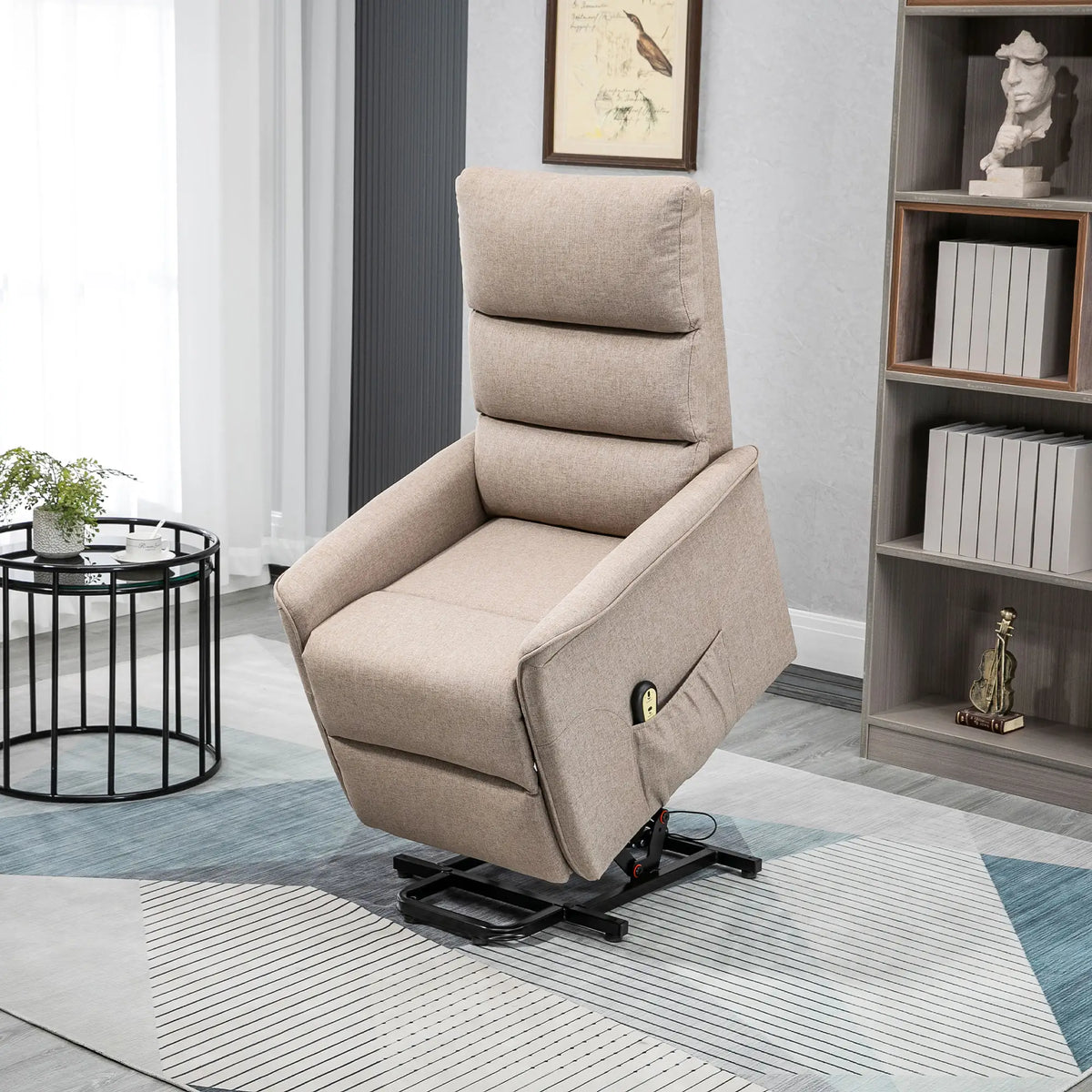 Power Lift Chair Recliner with Remote, Side Pockets, Brown Electric Power Lift Chairs at Gallery Canada