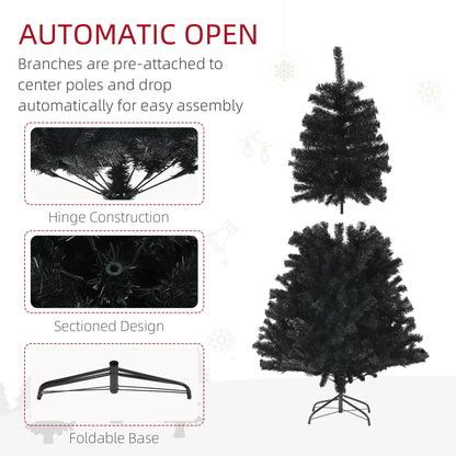 5ft Artificial Christmas Tree, Auto Open, Steel Base, Black Artificial Christmas Trees at Gallery Canada
