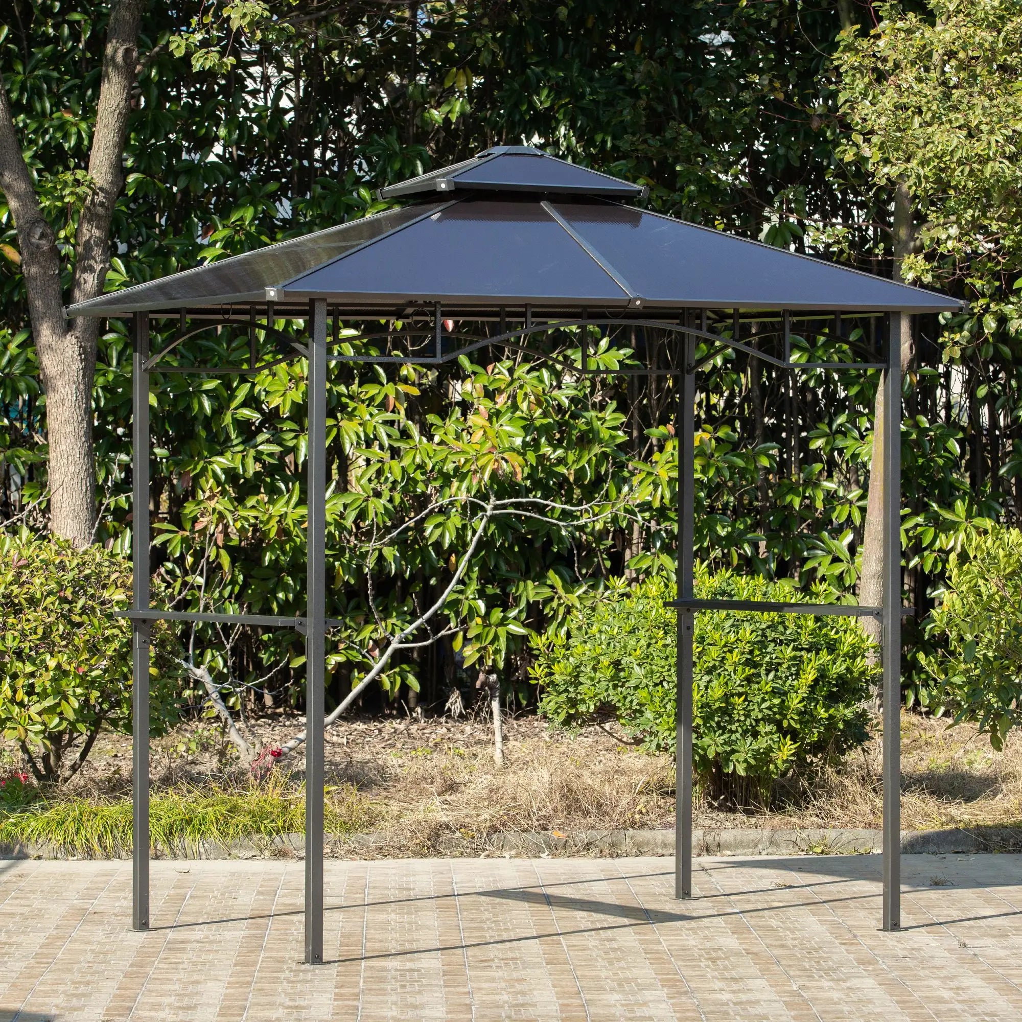 8' x 5' Hardtop Grill Gazebo, Aluminum BBQ Canopy, Outdoor With Side Shelves BBQ Grill Gazebos at Gallery Canada