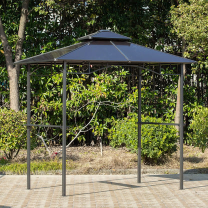 8' x 5' Hardtop Grill Gazebo, Aluminum BBQ Canopy, Outdoor With Side Shelves BBQ Grill Gazebos at Gallery Canada