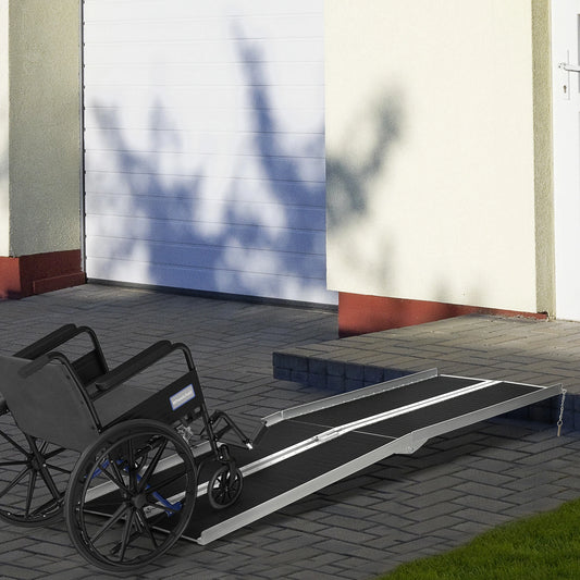 8ft Foldable Wheelchair Ramp, Non-Skid, Portable Aluminium Knee Walker & Wheelchair Ramps Black, Silver at Gallery Canada