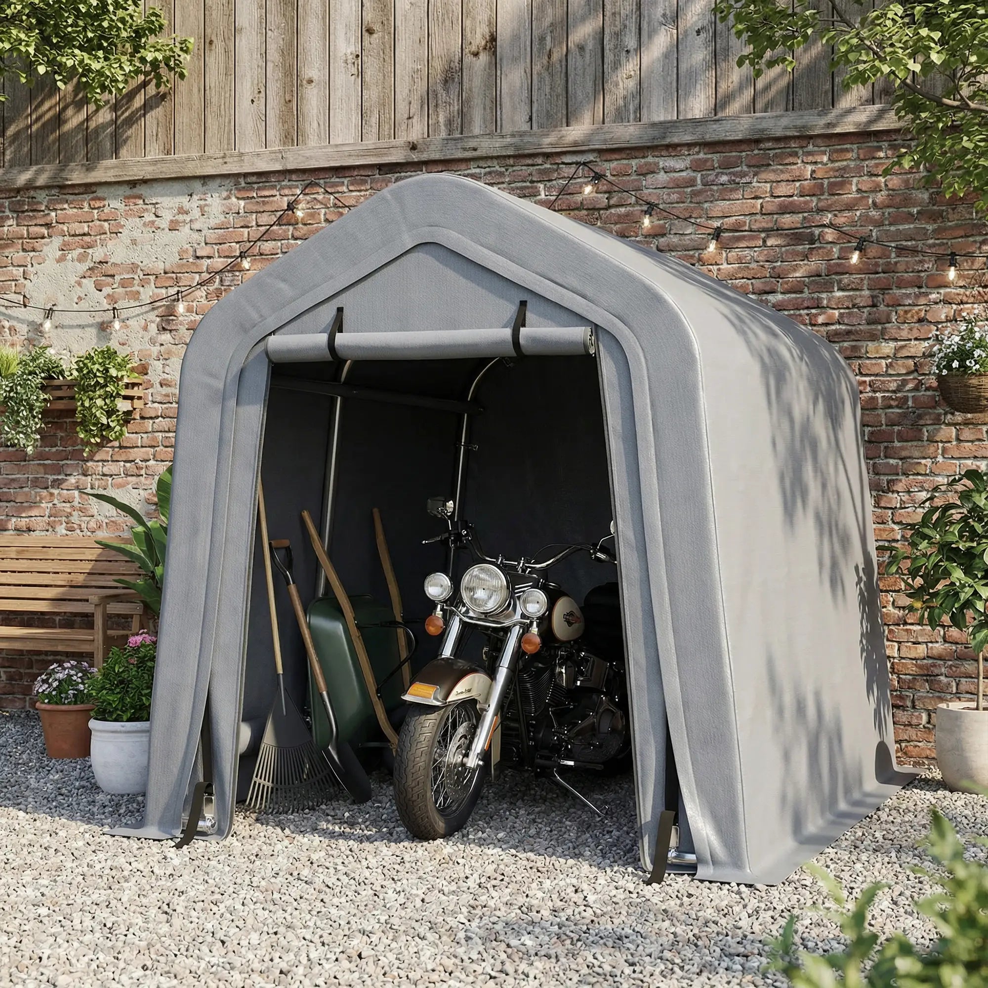 8' x 6' Carport, Sidewalls Roll-Up Door, Outdoor Storage Shelter, Dark Grey Car Shelters at Gallery Canada