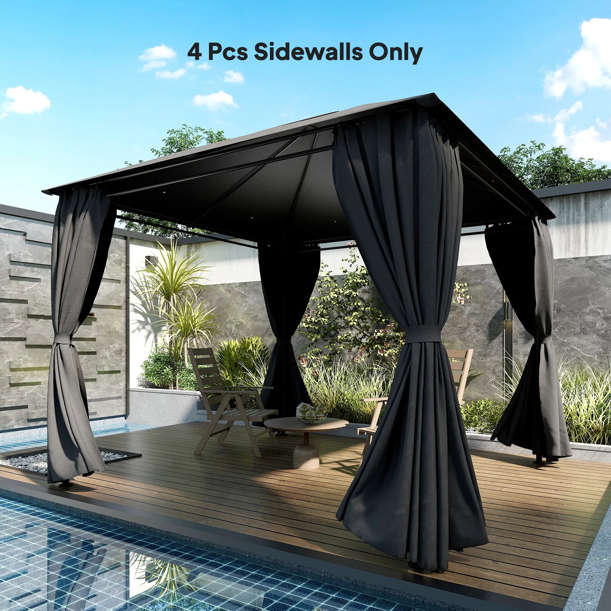 10' x 10' Gazebo Sidewall Set, 4 Panels, Windows, Doors, Dark Grey Gazebo Sidewalls at Gallery Canada
