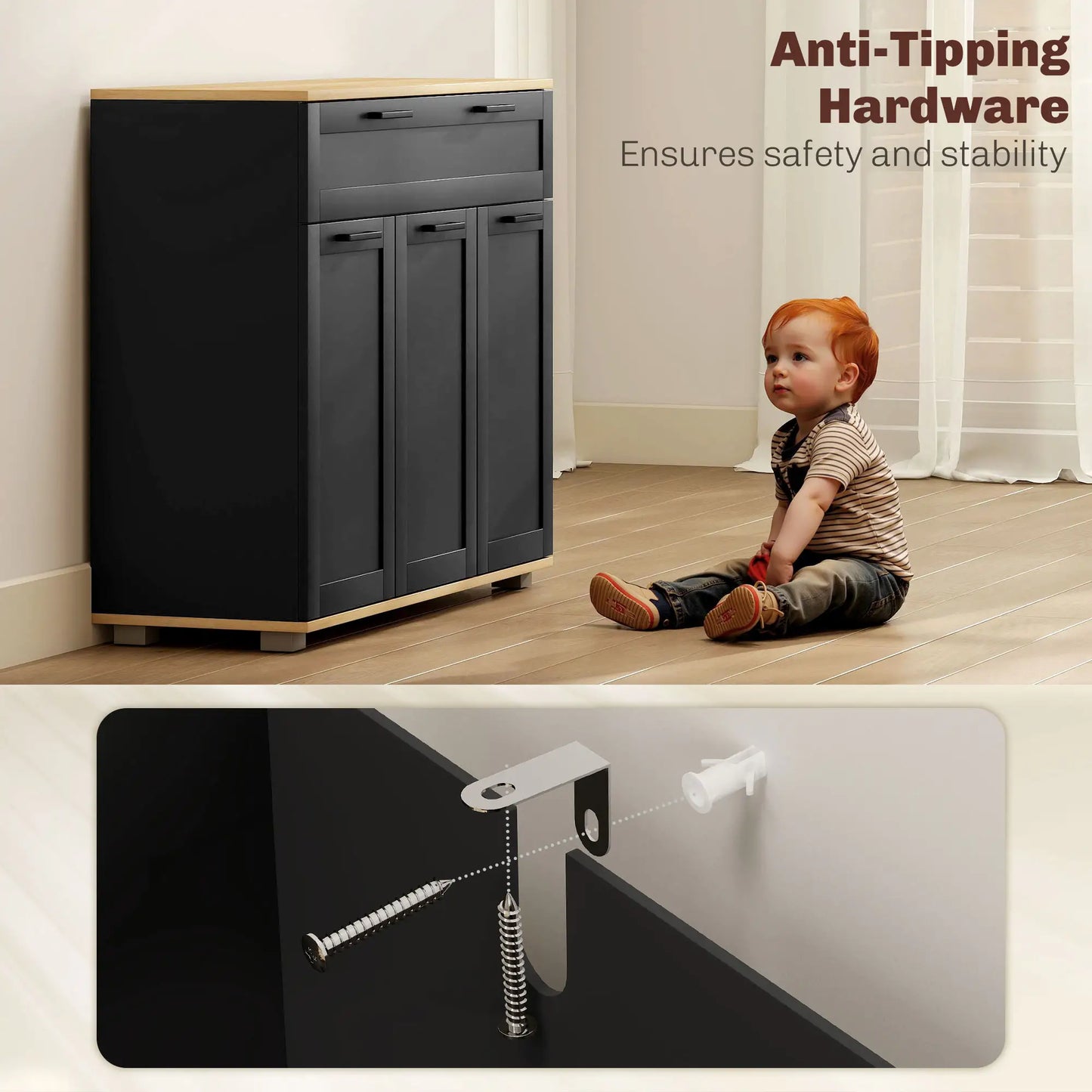 Sideboard Buffet Cabinet, 40" Black, Coffee Bar with Drawer, Doors, Shelves, Black Bar Cabinets at Gallery Canada