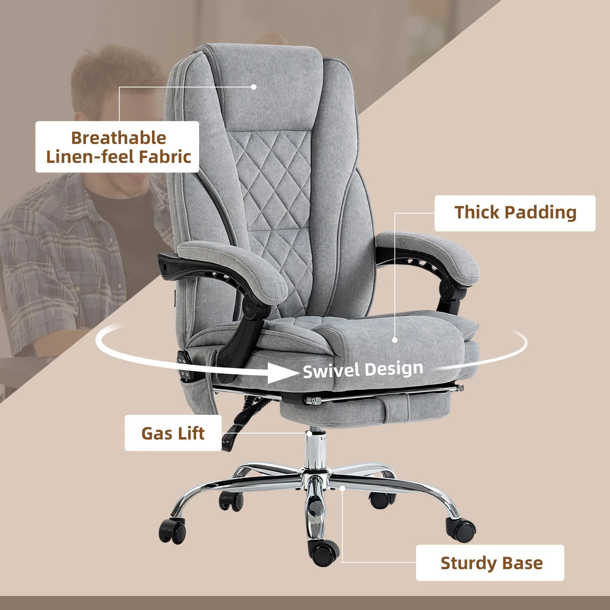 Massage Office Chair, Reclining Computer Chair, Adjustable Height, Footrest, Grey Massage Chairs at Gallery Canada