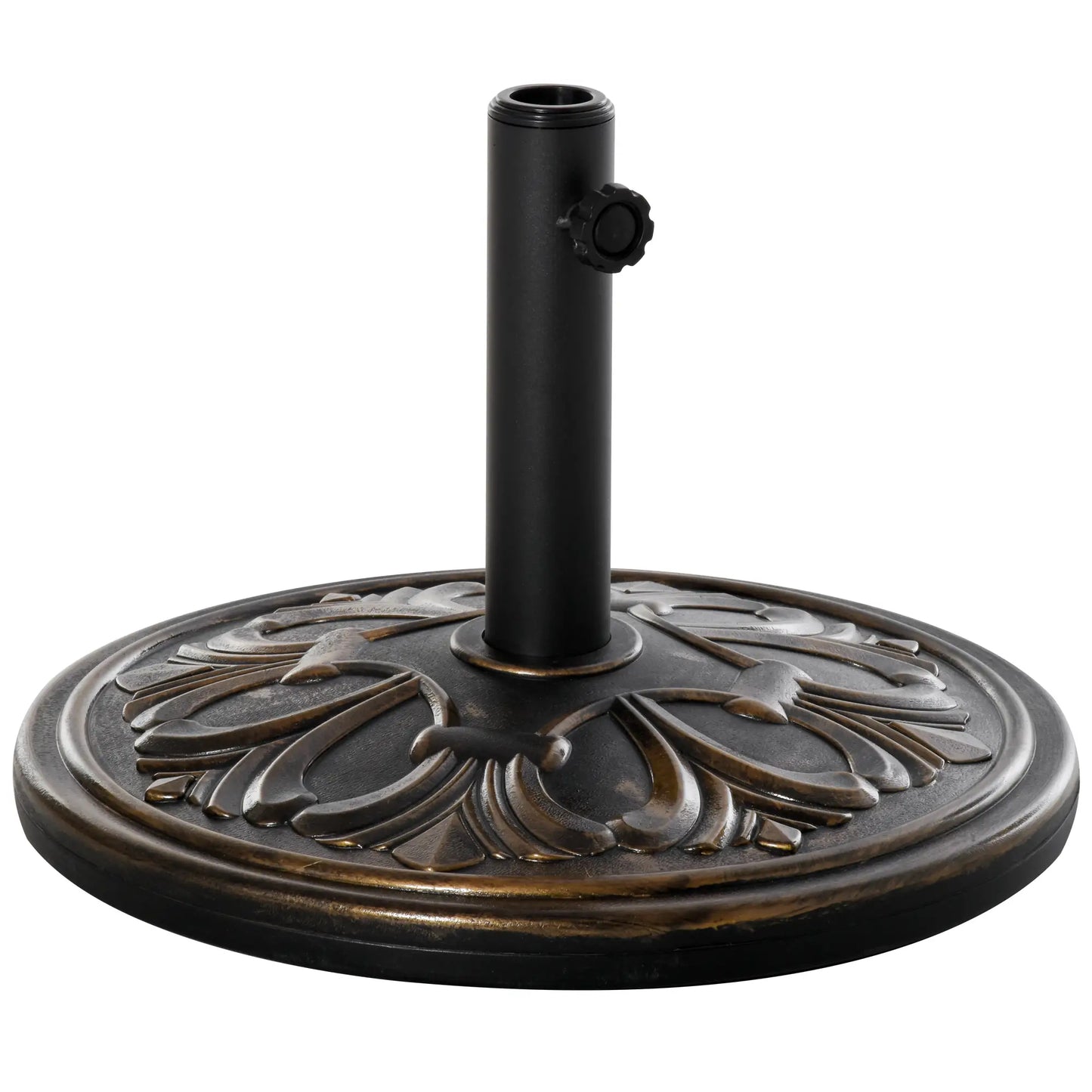 29 lb Concrete Umbrella Base, 19" Round, Outdoor Parasol Holder, Bronze Umbrella Bases Bronze at Gallery Canada