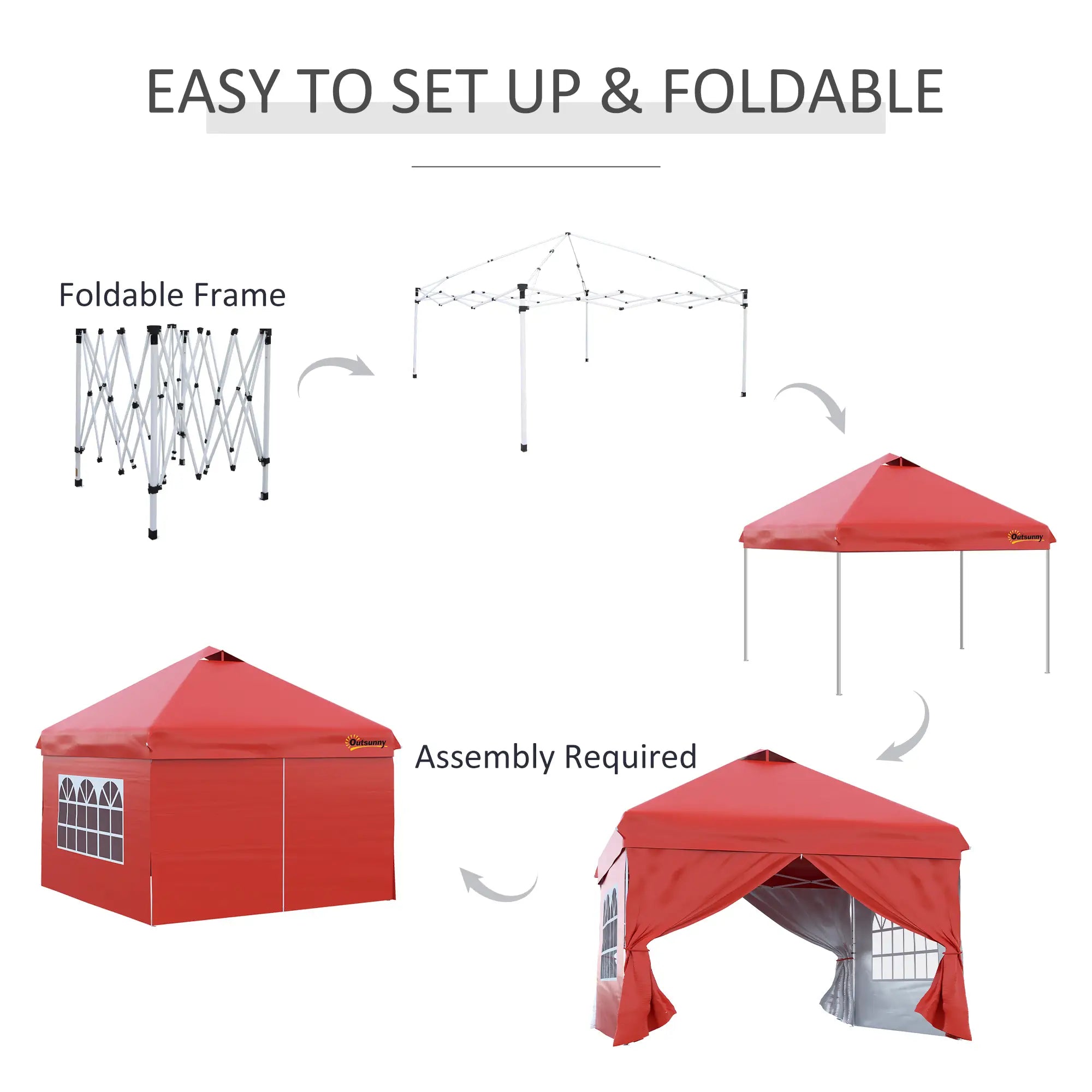 10' x 10' Pop Up Canopy Tent, Instant Sun Shelter, Red Pop Up Canopies at Gallery Canada