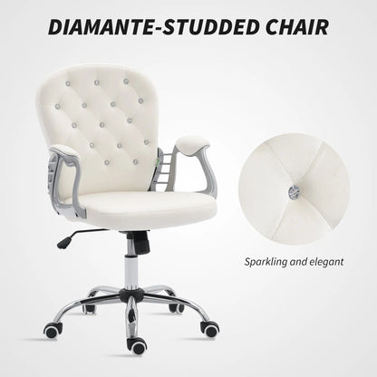 Office Chair, Adjustable Height, Tufted Back, Cream White Task Chairs at Gallery Canada