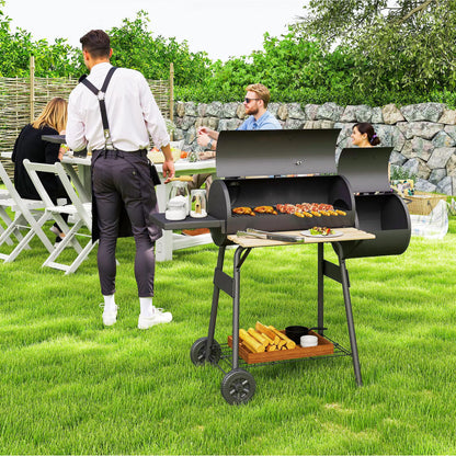 Charcoal BBQ Grill With Offset Smoker, 124 x 53 x 104 cm, Black Charcoal BBQ Grils at Gallery Canada
