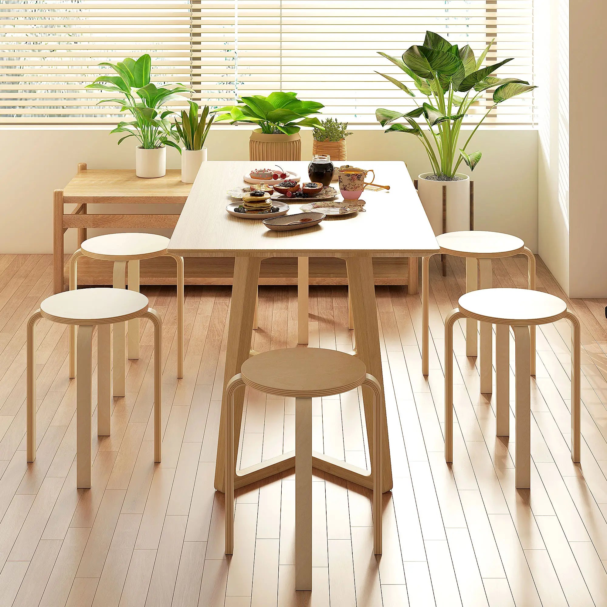 Round Stackable Chairs Set of 6, 18-Inch Backless Stools Bar Stools at Gallery Canada