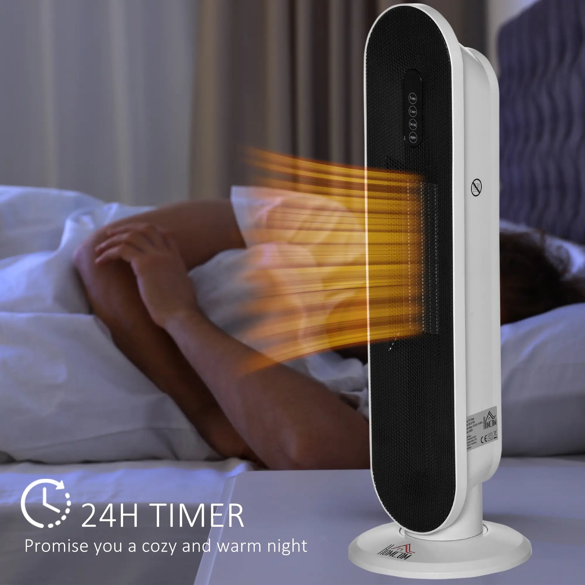 Ceramic Space Heater, Indoor Tower, 45 Degree Oscillation, Remote, 24H Timer, 1500W/1000W Electric Tower Heaters at Gallery Canada