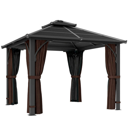 10' x 10' Hardtop Gazebo, 7mm Polycarbonate Roof, Netting And Curtains, Coffee Gazebos at Gallery Canada