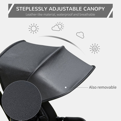 Baby Tricycle 4 In 1 Trike w/ Reversible Angle Adjustable Seat Removable Handle Canopy Handrail Belt Storage Footrest Brake Clutch for 1-5 Years Old Black - Gallery Canada