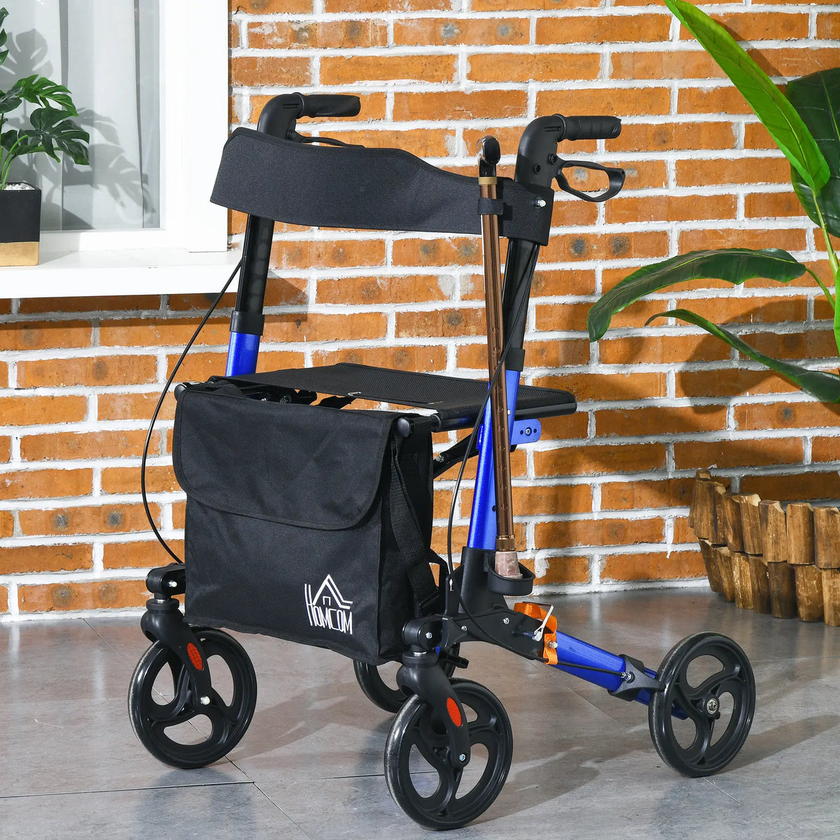 Senior Rollator with Seat, Back, Cane Holder, Adjustable Handle, Blue Knee Walker & Wheelchair Ramps at Gallery Canada